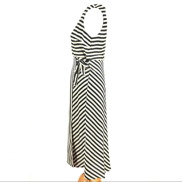 Vince Camuto Black Striped Sleeveless Midi Dress - Picture 3 of 6